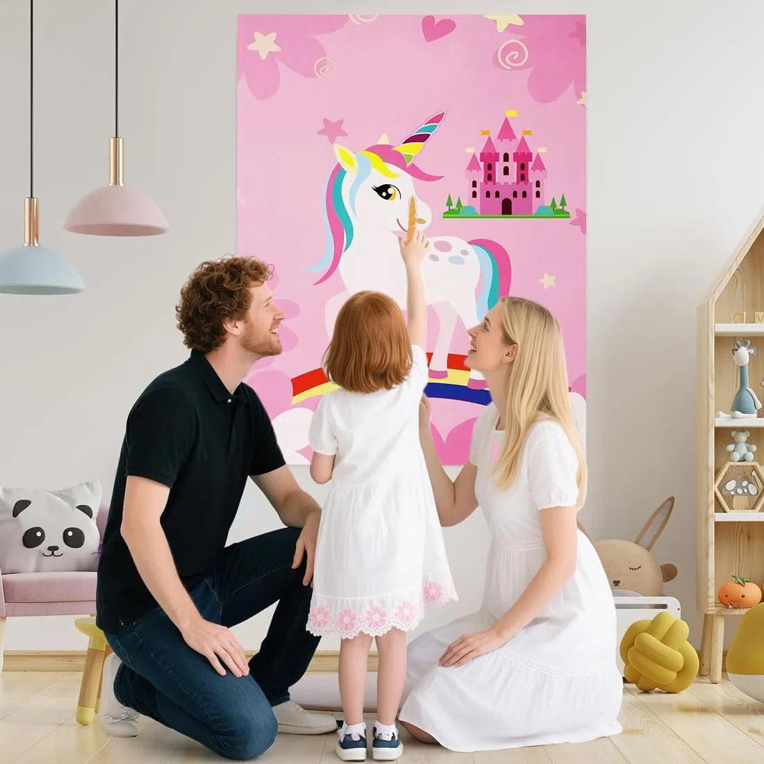 Jeu de Fête Licorne Anniversaire avec Une Affiche 12 Cornes 1 Masque pour Les Yeux de fête de Licorne Décorations de fête d'anniversaire pour Enfants