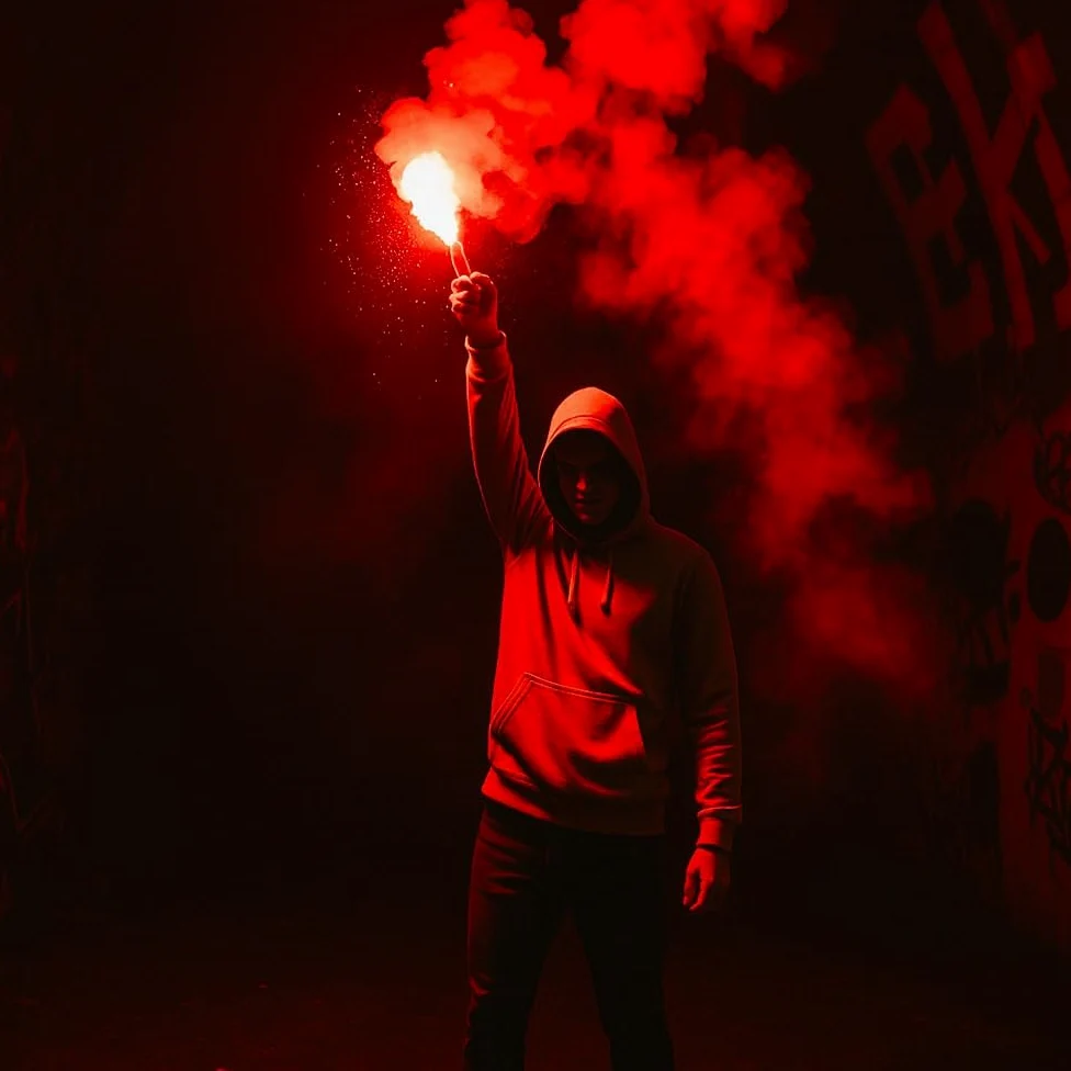 Fumigène Flamme de Bengale ROUGE VIF - Lot de 5 - Torche durée 40 secondes - Allumage à Mèche, fumigene couleur à tenir en Main - idéal pour évènements, supporter sport Catégorie F1