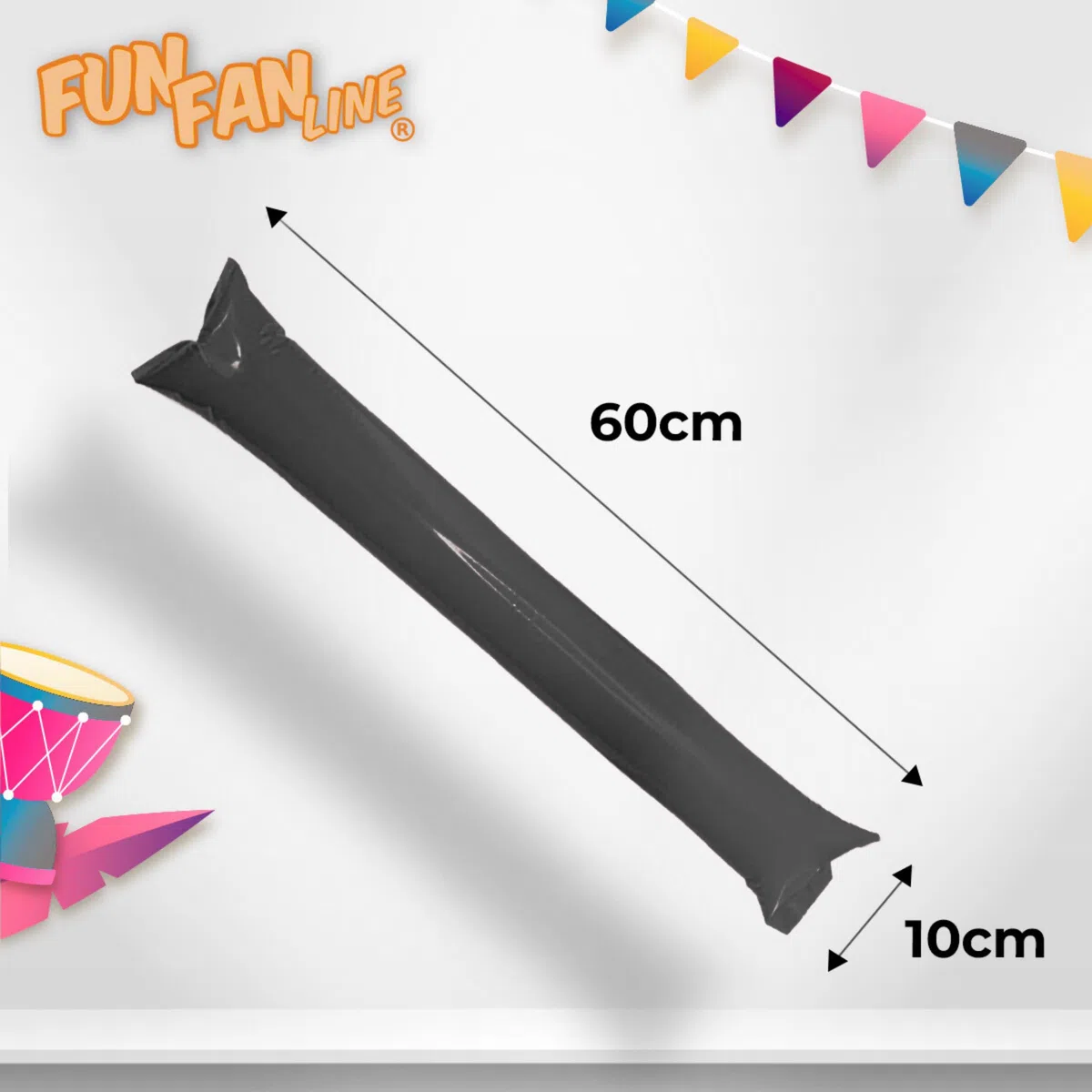 Lot 100 Paires Bâtons de Frappe Gonflables Réutilisables | Bâtons de Fête ou d'Animation Bruyants pour Événements Sportifs et Célébrations | Cotillons et Accessoires d'Ambiance (Noir)