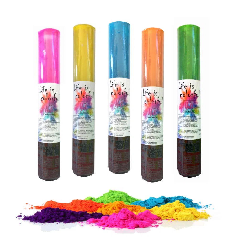 H2i - Lot de 5 canons Holi-Powder en 5 couleurs mélangées - Bombe de couleur - Pour fête amusante - 60 g par pièce