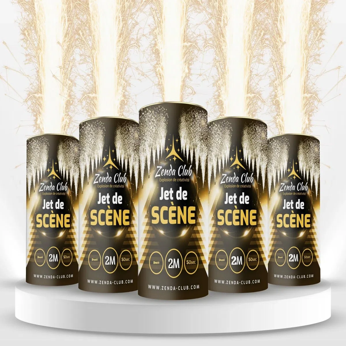 Lot de 5 Jets de Scène Dorés (2 Mètres / 50 Secondes) – Sans Déclencheurs – Effet Étincelles 2M – Idéal Événements, Fêtes, Célébrations – Zenda Club® | Catégorie F1