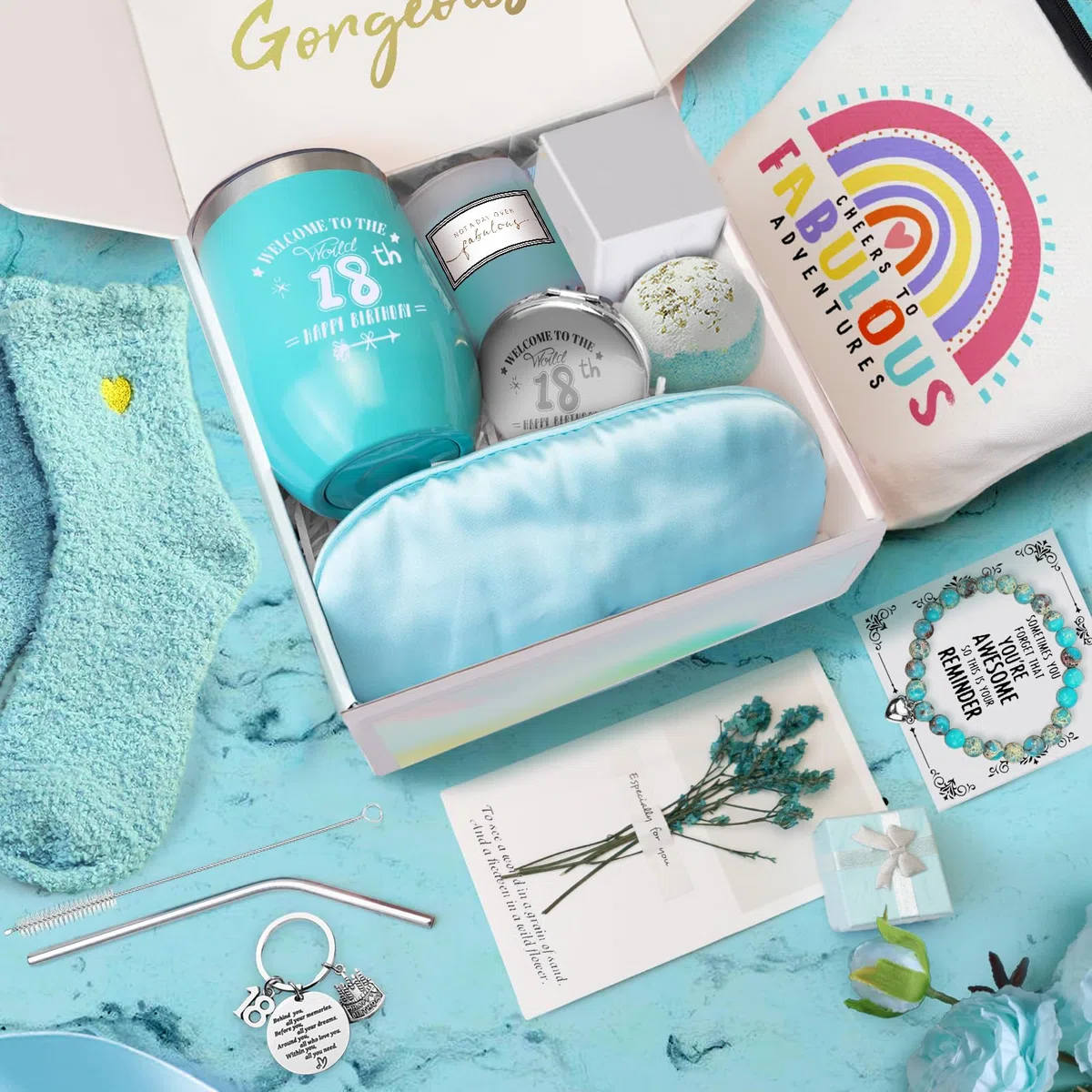 Cadeau de 18e anniversaire pour filles, idée cadeau pour elle, ensemble cadeau d’anniversaire pour fille de 18 ans, sœur, meilleure amie, petite amie, idées cadeau née en 2007