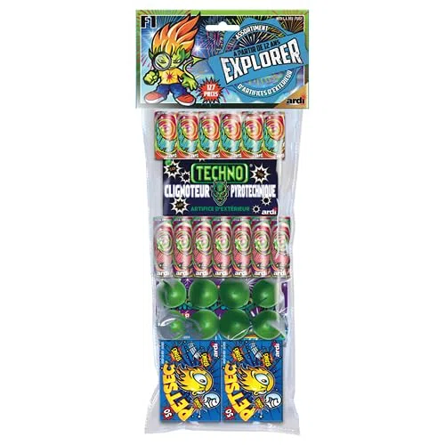 SPARKLERS CLUB Assortiment PETARDS 127 Pièces Assortiment Explorer®, Idéal pour Vos évènements Entre Amis, Effet et Ambiance Festive Garantie - Catégorie F1