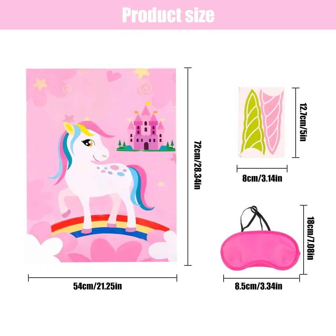 Jeu de Fête Licorne Anniversaire avec Une Affiche 12 Cornes 1 Masque pour Les Yeux de fête de Licorne Décorations de fête d'anniversaire pour Enfants