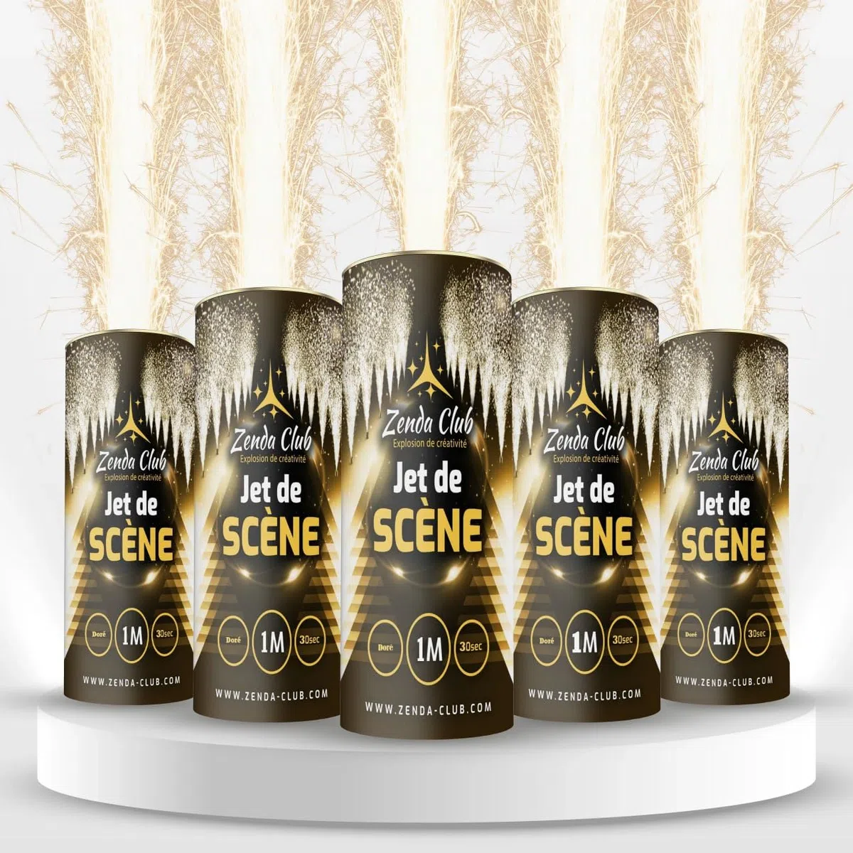 ZENDA CLUB® | Lot de 5 Jets de Scène Dorés (1 Mètre / 30 Secondes) – Hauteur de l’Effet 1M – Sans Déclencheur – Vendu par Multiples de 5 – Idéal Mariages, Anniversaires, Événements – Catégorie F1