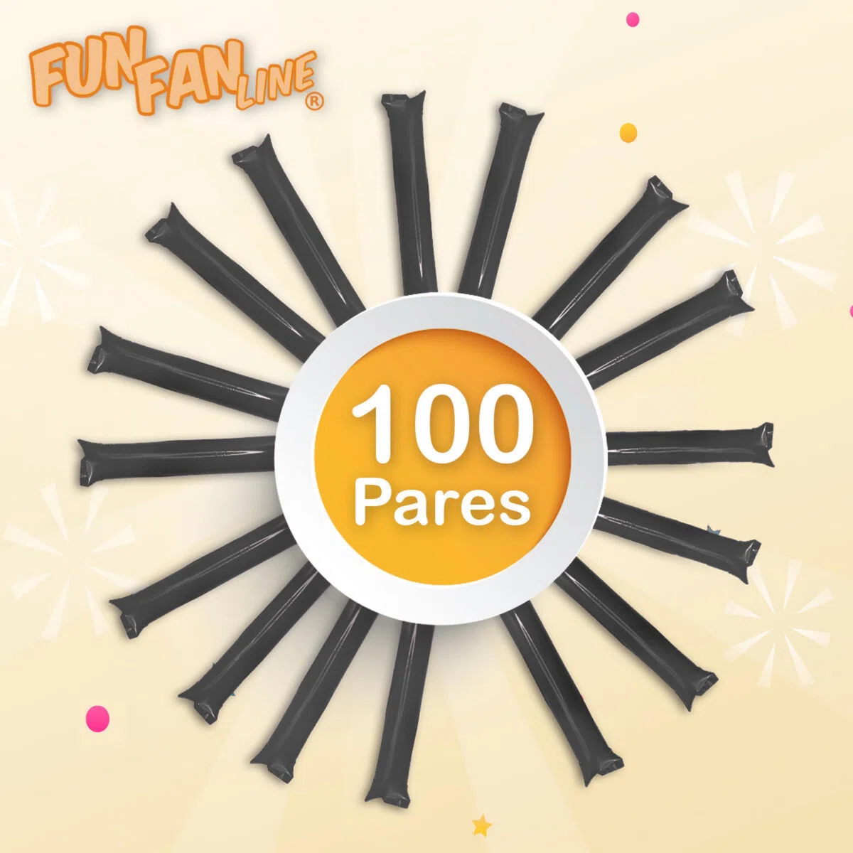 Lot 100 Paires Bâtons de Frappe Gonflables Réutilisables | Bâtons de Fête ou d'Animation Bruyants pour Événements Sportifs et Célébrations | Cotillons et Accessoires d'Ambiance (Noir)